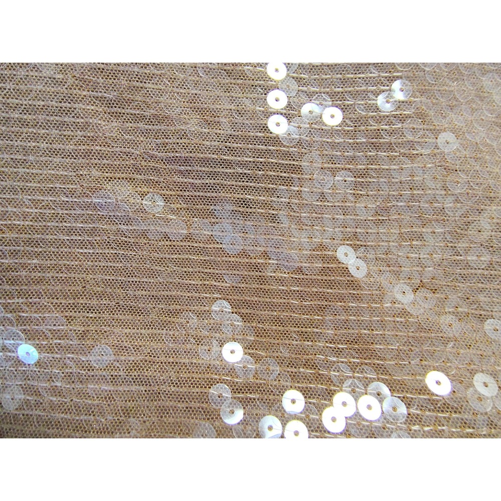 Bardot Sequin Open Back Midi Dress Tan Champagne Long Sleeve Tie Neck Size 6 - Picture 9 of 10
